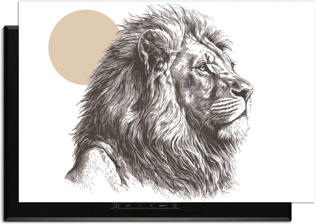 KitchenArt - Majestic Lion - Inductie Beschermer - 81x52 cm - Kookplaat Beschermer - Luxe Afdekplaat Inductieplaat - Anti-slip & Oprolbaar - Beschermmat Inductiekookplaat