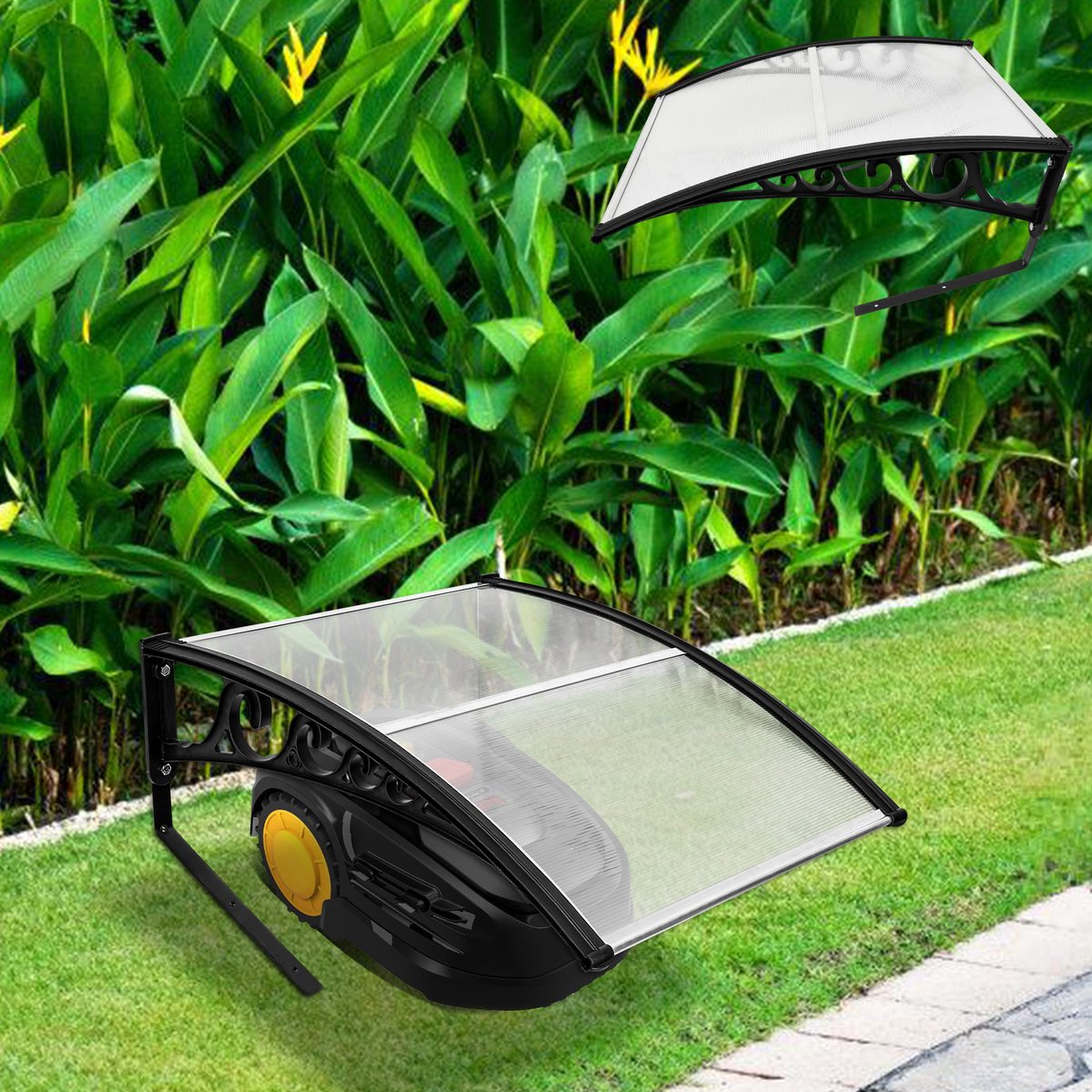Transparante Beschermgarage voor Robotmaaier - Carport met Stevig PC Dak en Weerbestendige Eigenschappen