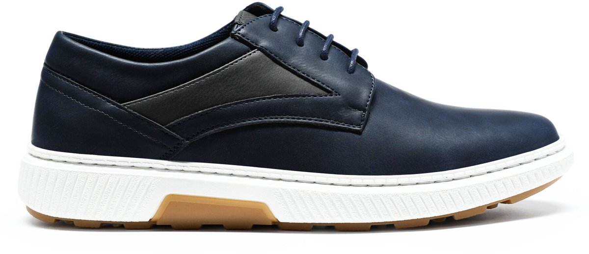 AllTHEMEN Heren Casual Schoenen Van Leer - Ruime Pasvorm - Blauw - 40