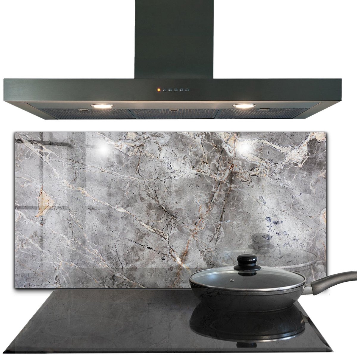 Tulup Achterwand Keuken - Graniet Marmer Steen Spatplaat Keuken - 100 x 50 cm - Grijs Achterwand Keuken Glas - Texturen en Patronen Keuken Achterwand - Kookplaat achterwand - Kookplaatachterwanden