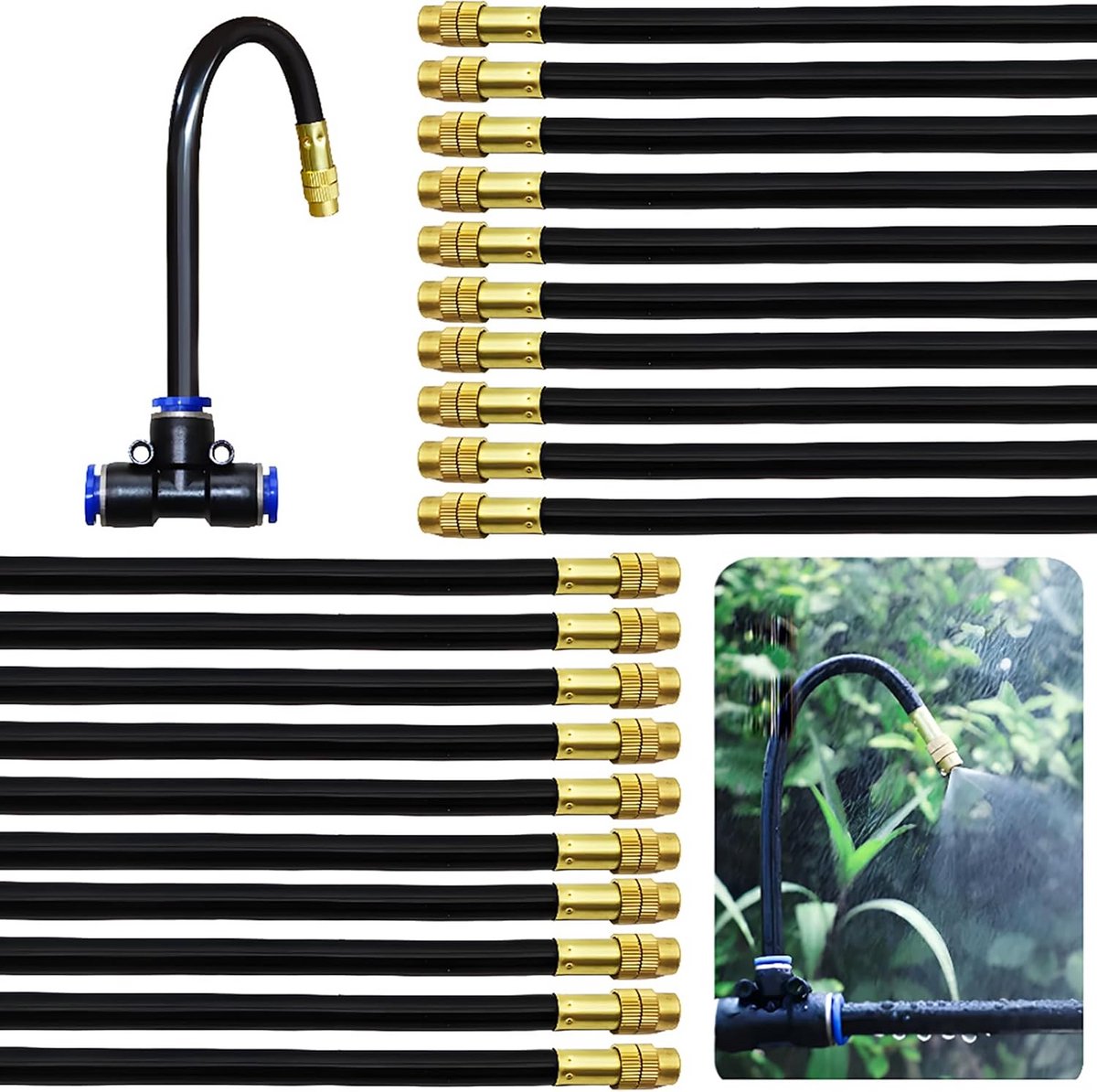 20x Verstelbare Nevelsproeiers met Slang Buksysteem voor Terras en Tuinirrigatie (8mm)