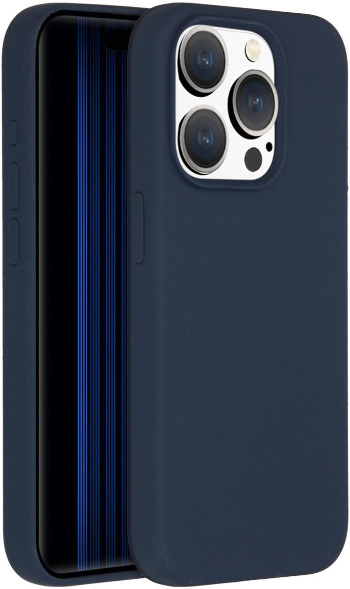 iPhone 15 Pro Hoesje Siliconen - Accezz Liquid Silicone Backcover - Donkerblauw