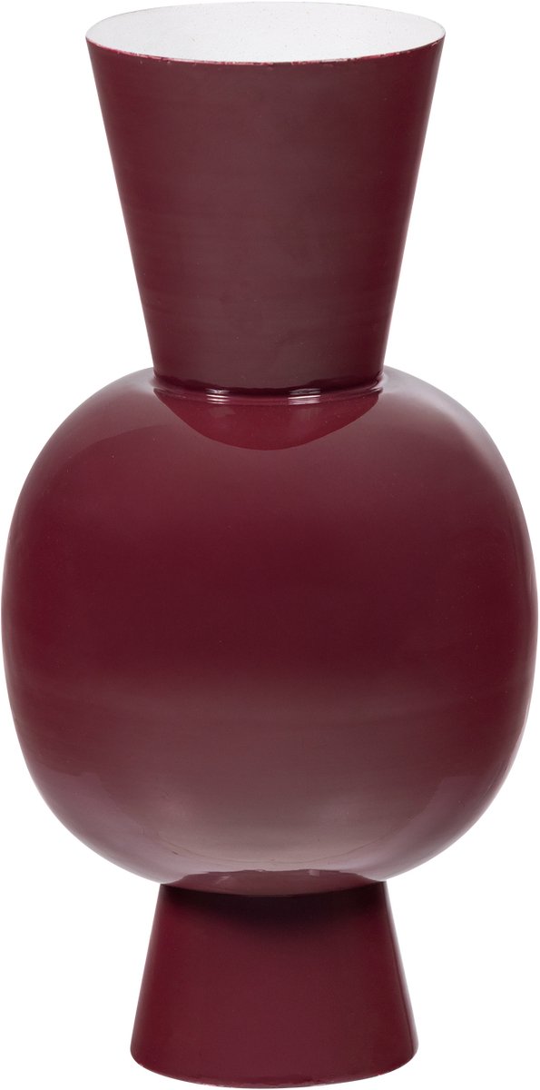 WOOOD Auri Vaas 20 CM - Metaal - Hoogglans Wijnrood - 38x20x20