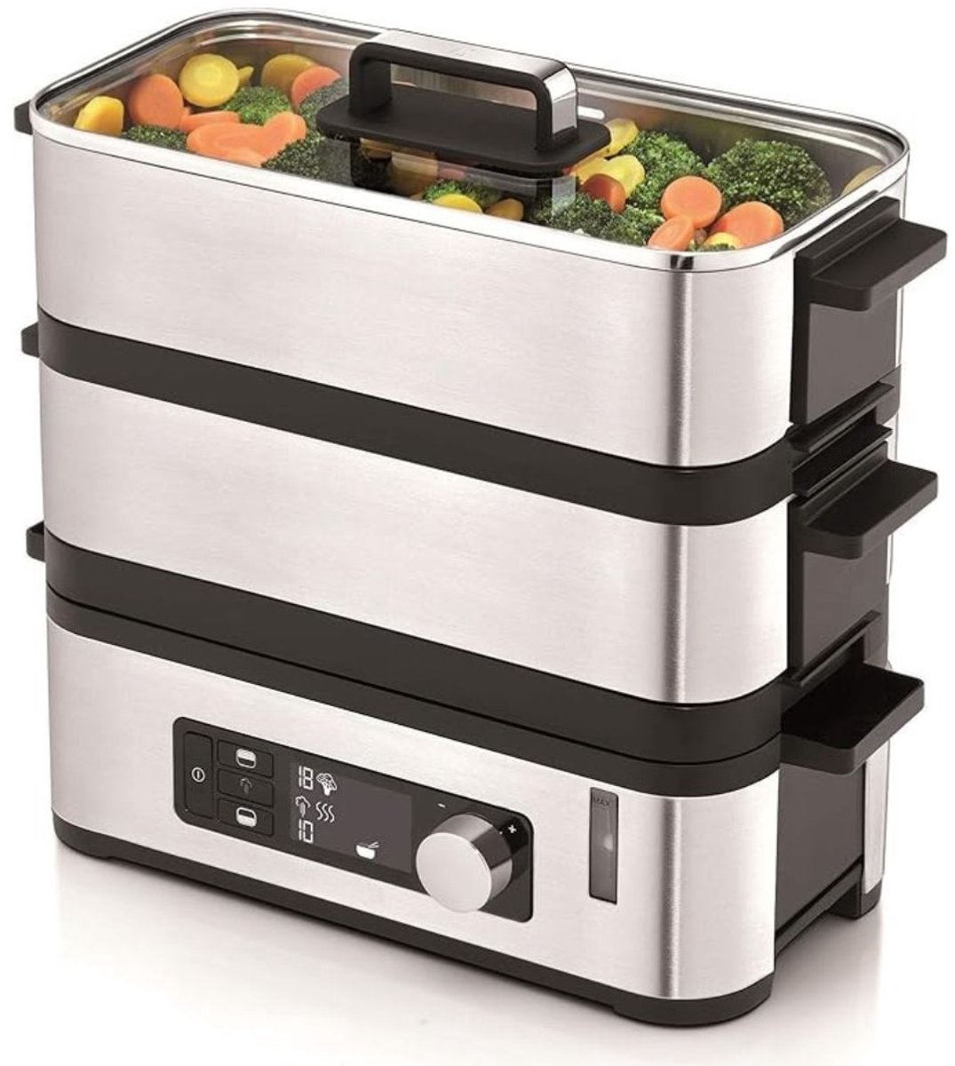 Quvo® Stoomkoker - Stoomkokers - Stoompan - Zilver - 28cm x 14cm x 28cm