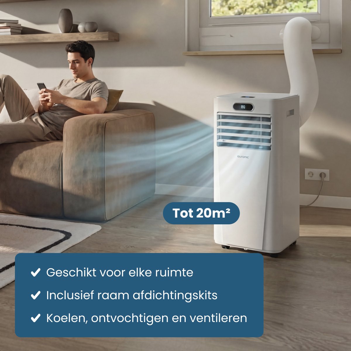 Auronic Mobiele Airco - 7.000 BTU - 3-in-1 - Airconditioning - afbeelding 3