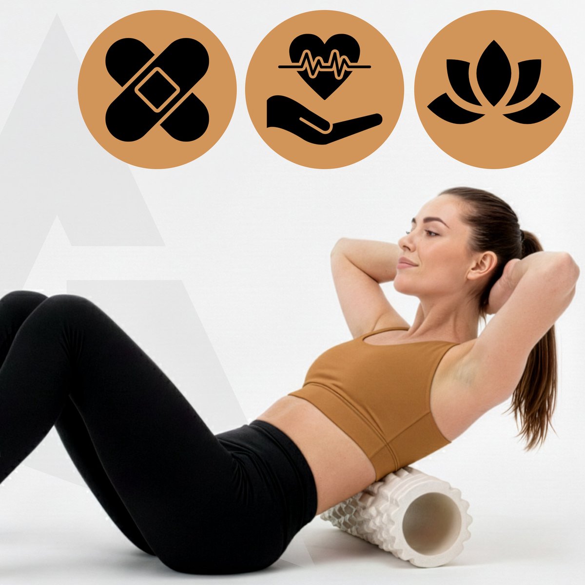 Actiget® Foam roller - Triggerpoint massage - Massage roller - 33 CM - Medium Hard - Lichtbeige thumbnail 6