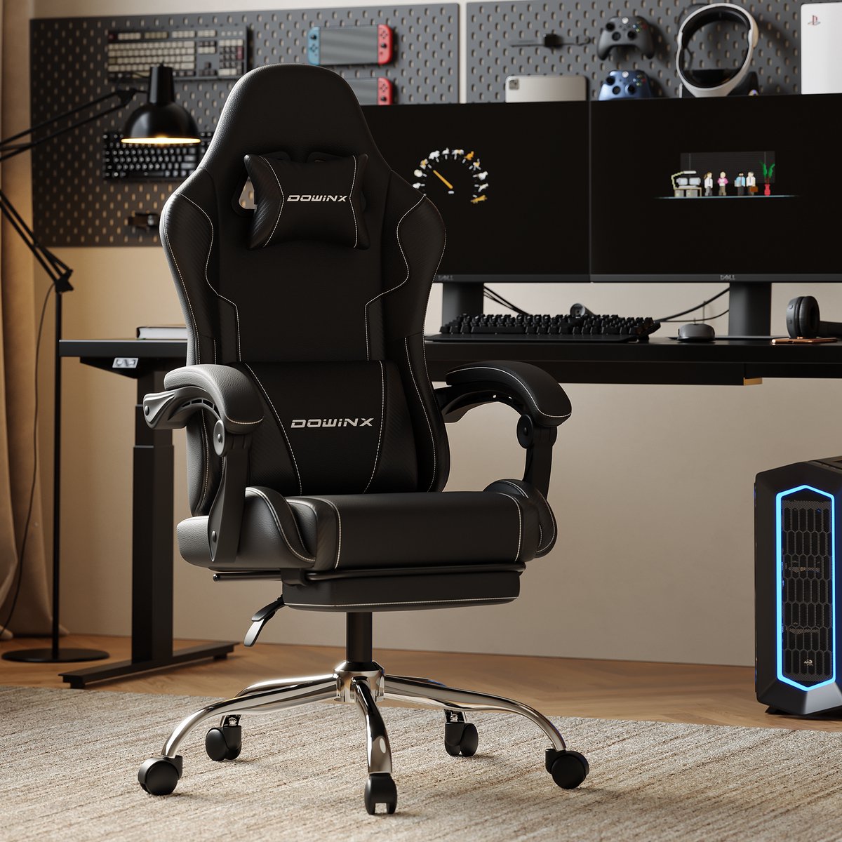 Dowinx Ergonomische Gamingstoel met Massage Lendensteun - afbeelding 2