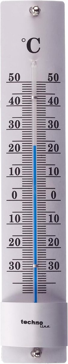 Metalen Buiten- en Binnenthermometer Analoog Zilver Kleur
