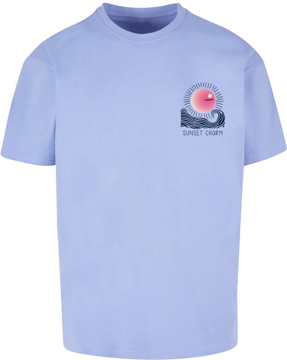 Merchcode - Sunset Charm Oversized Heren Tshirt - M - Blauw