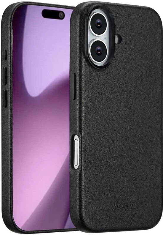 Étui Accezz - Compatible avec iPhone 17 - Coque arrière en cuir MagSafe - Noir Onyx