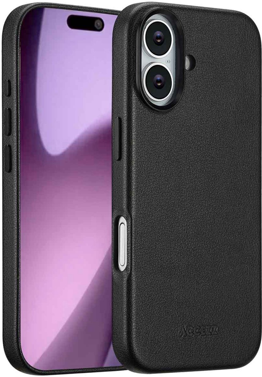 Accezz Hoesje - Geschikt voor iPhone 17 - geschikt voor MagSafe Leather Backcover - Black