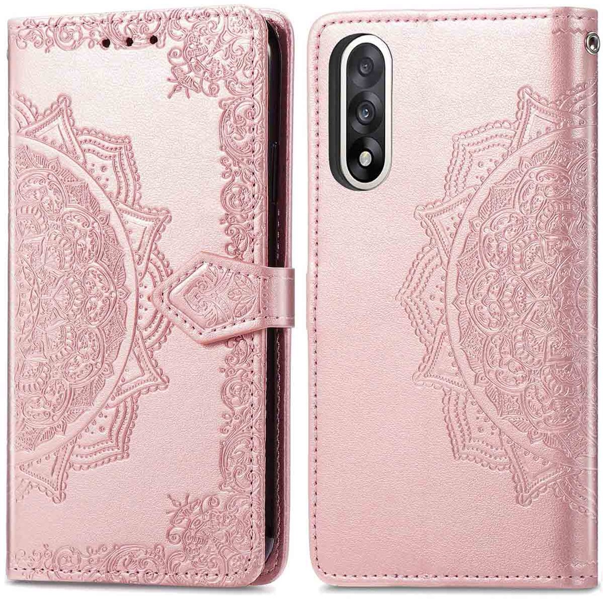 imoshion Hoesje - Geschikt voor OnePlus Nord 5 - Mandala Bookcase - Rosé Goud