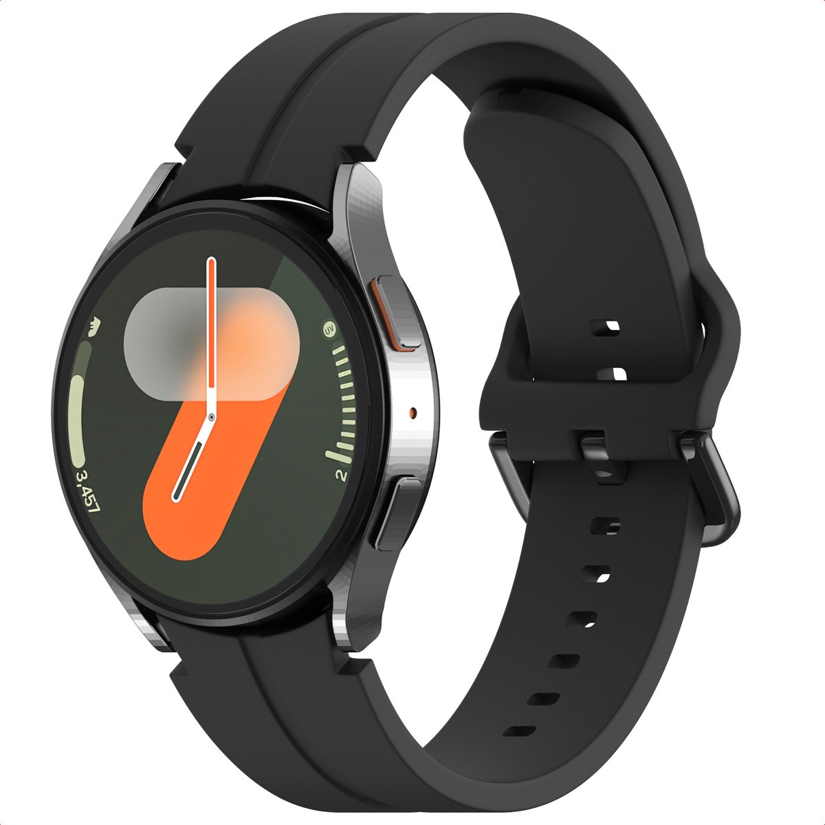 Siliconen bandje - Geschikt voor Samsung Galaxy Watch 4 / 5 / 6 / 7 / FE (20 mm) - Zwart
