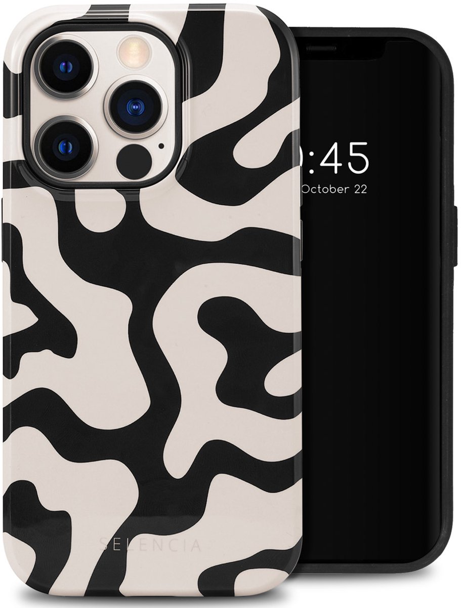 Selencia Hoesje - Geschikt voor Apple iPhone 14 Pro - Backcover - Art Wave Black