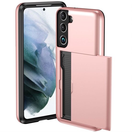 Samsung Galaxy S22 - Coque Or Rose - Espace pour 2 cartes - Coque de Téléphone iMoshion avec Porte-Cartes - Or Rose