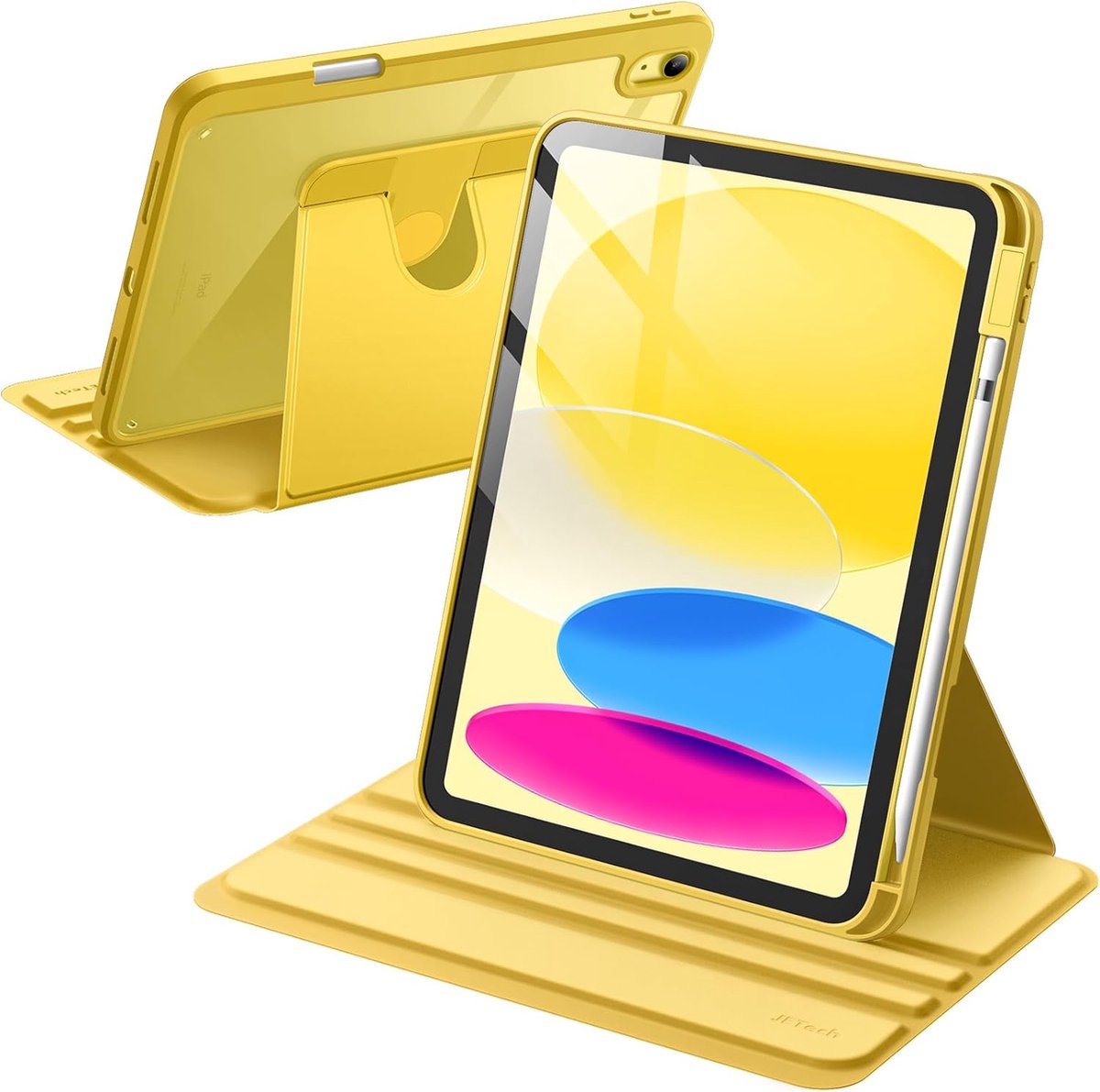Zandarix Geschikt voor Apple iPad A16 (2025) - Met Pencil Houder - 360 Graden Rotatie - Book Case - Tablethoes - Geel