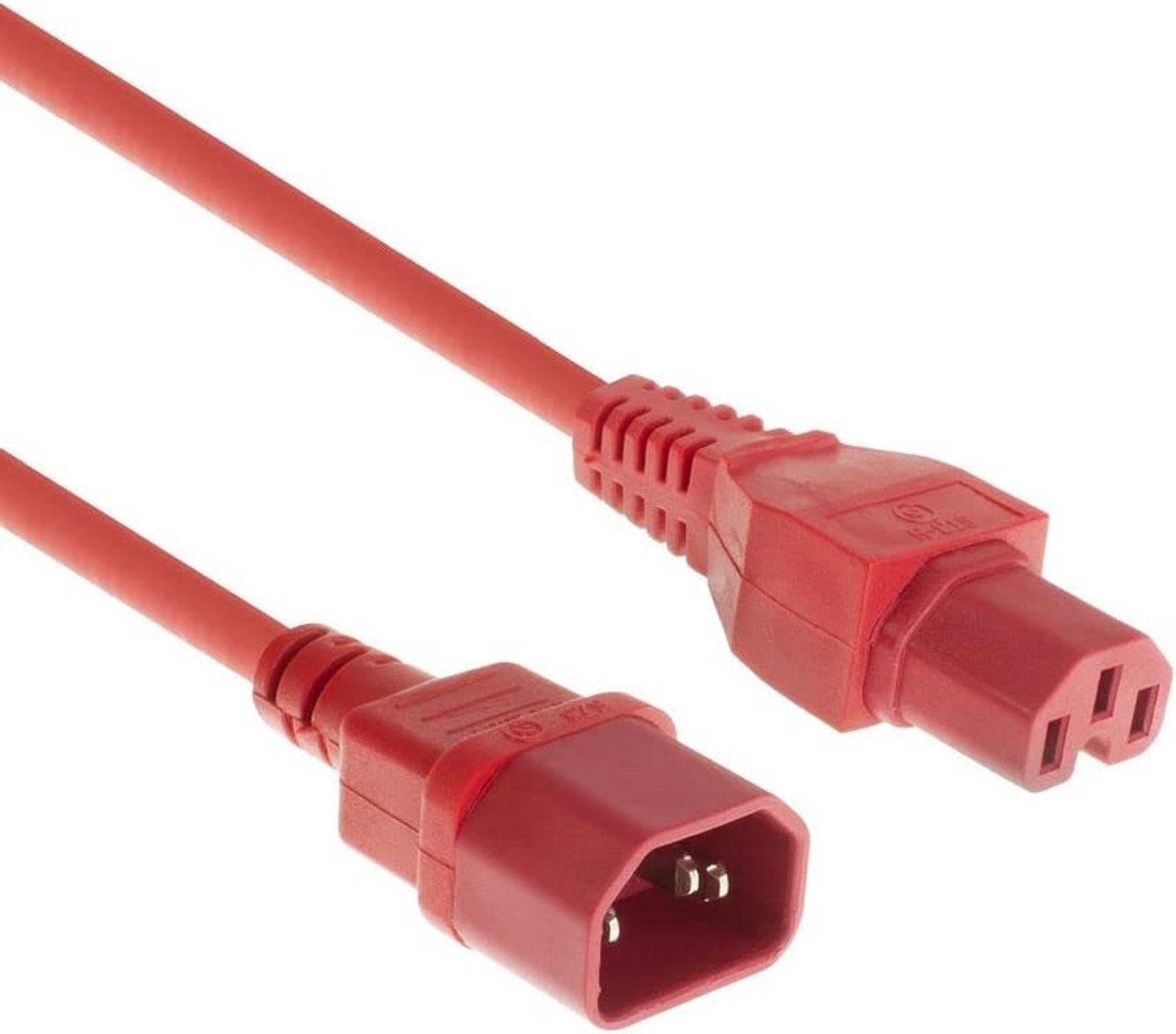Stroomkabel C14 Male naar C15 Female Verlengkabel 1,2 meter Rood