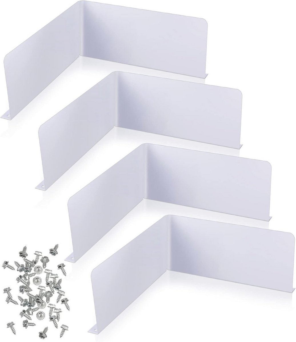 Dakgoot spatschermen set van 4 - Witte aluminium beschermers voor platte daken met schroeven