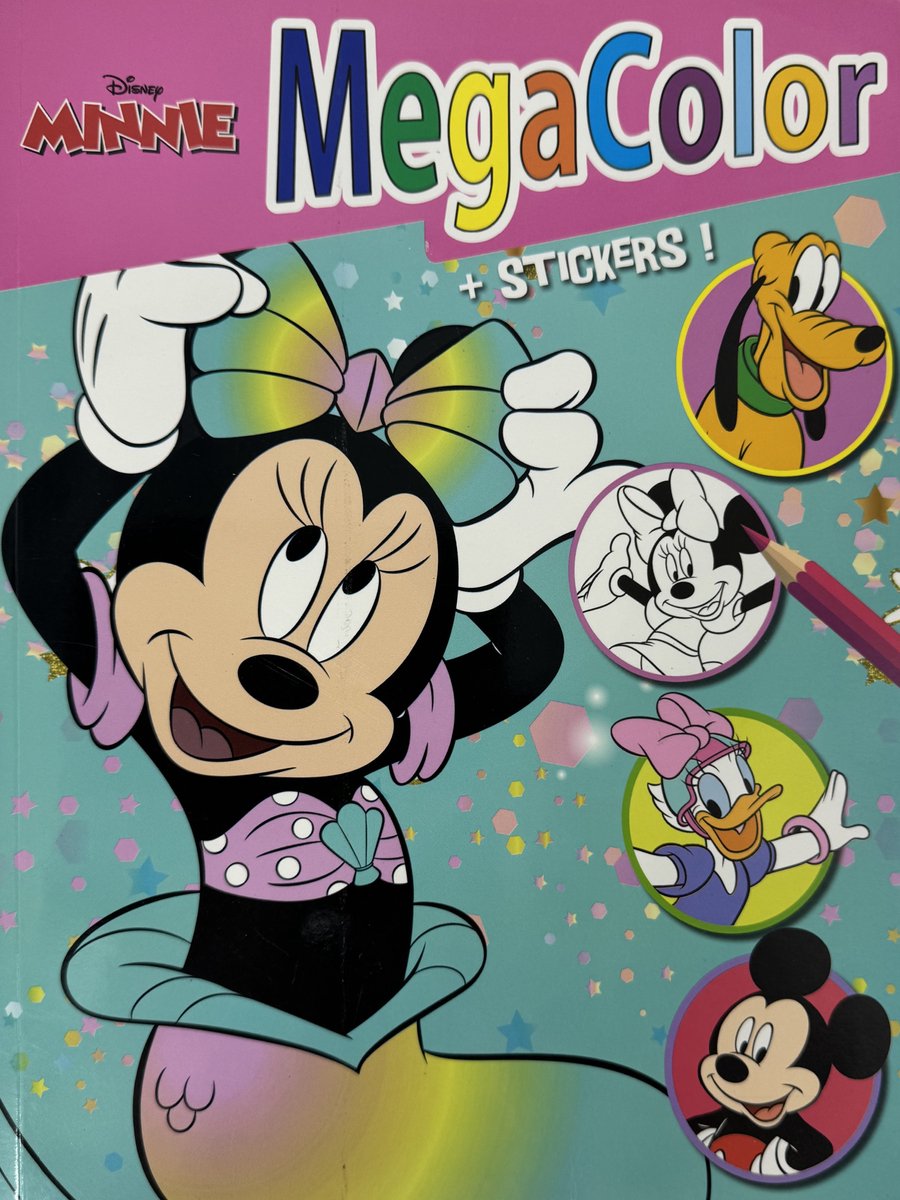MegaColor Disney Minnie Mouse Kleurboek met Stickers - 128 Pagina's Met Stickervel met 25 Stickers