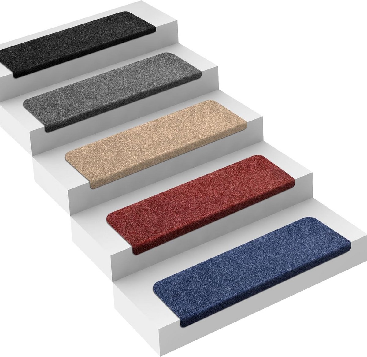 15x Zelfklevende Trapmatten Textielvezel Antislip Voor Binnentrappen Rechthoekig
