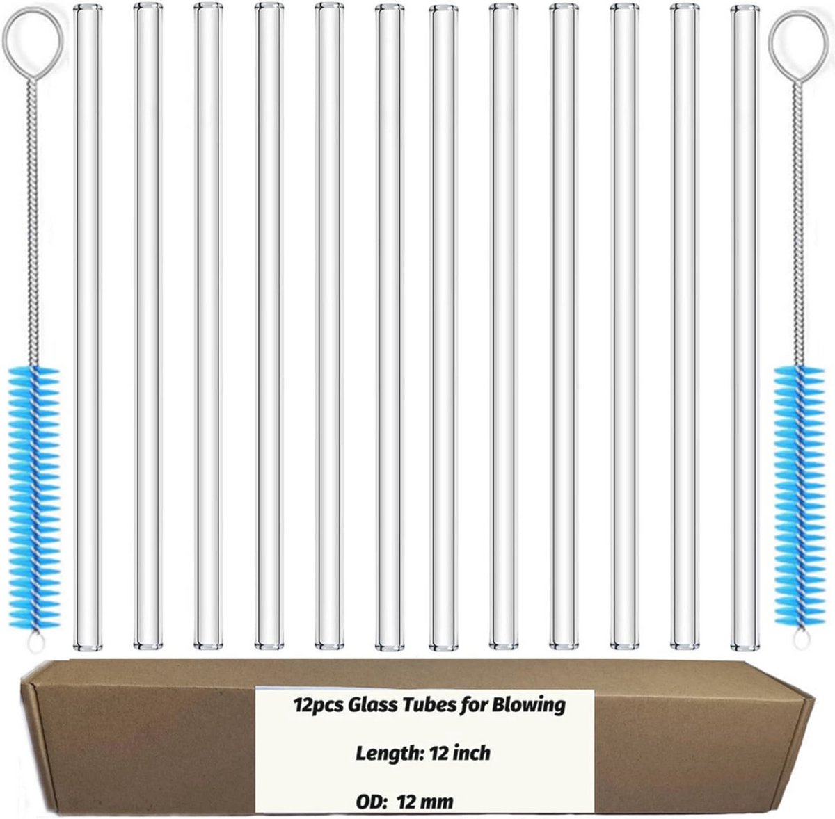 Borosilicaat glazen buizen 12 stuks 12mm OD 8mm ID 12 inch lang helder 2mm dikke muur
