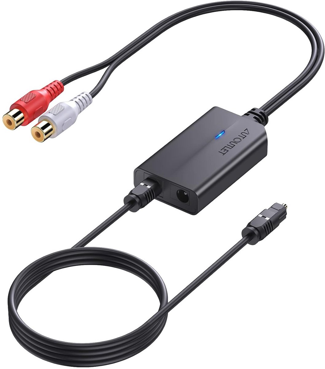 DAC Convertor voor Digital naar Analoge Audio - 192 kHz, SPDIF Toslink naar RCA met Optische Kabel