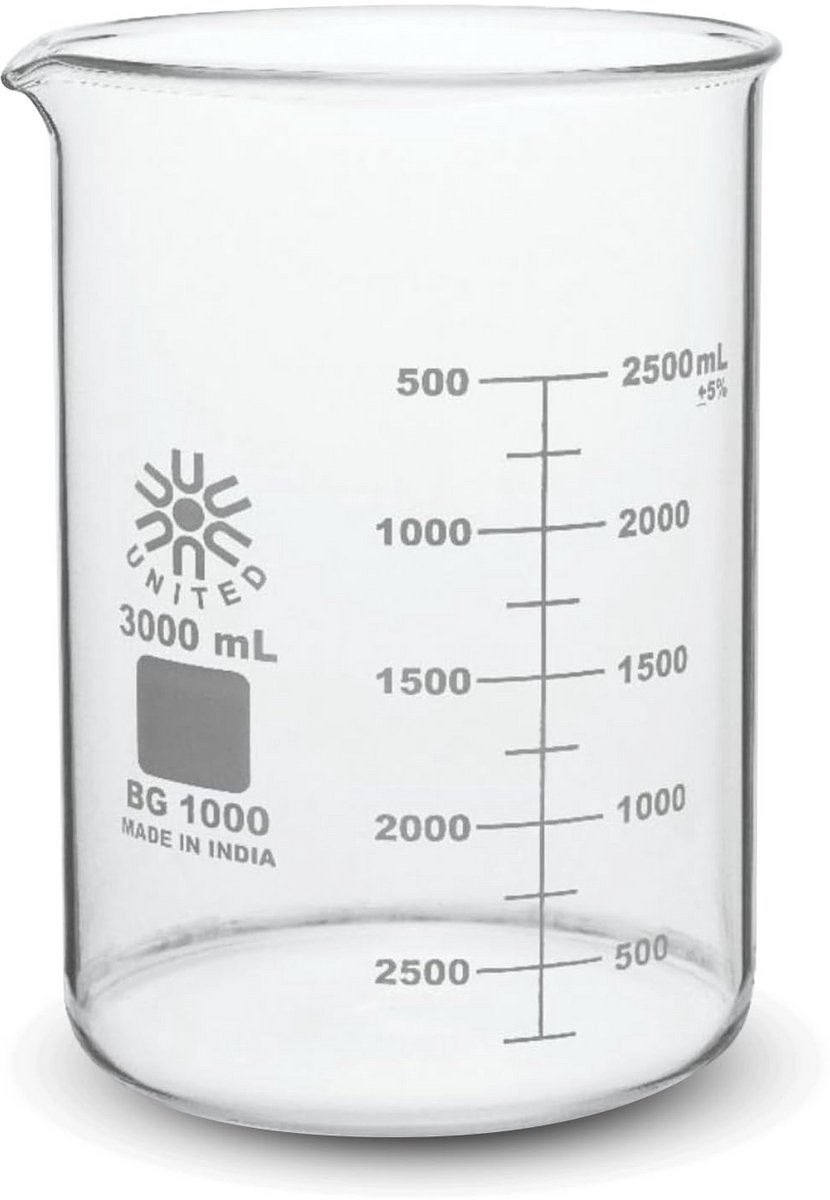 Borosilicaatglas lage vorm 3000 ml