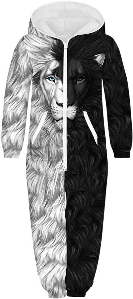 Unisex Familie Bijpassende Onesie met Capuchon en 3D Print voor Herfst en Winter