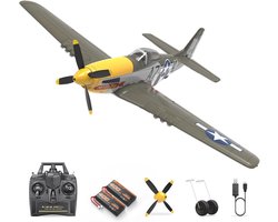 HAWK'S WORK RC Airplane P-51D Mustang 500mm, 4 Channel Remote Control Warbird RTF, Brushless Motor 6 Axis Gyro 3 Flight Modes, Easy to Control for Beginners, Boys and Adults