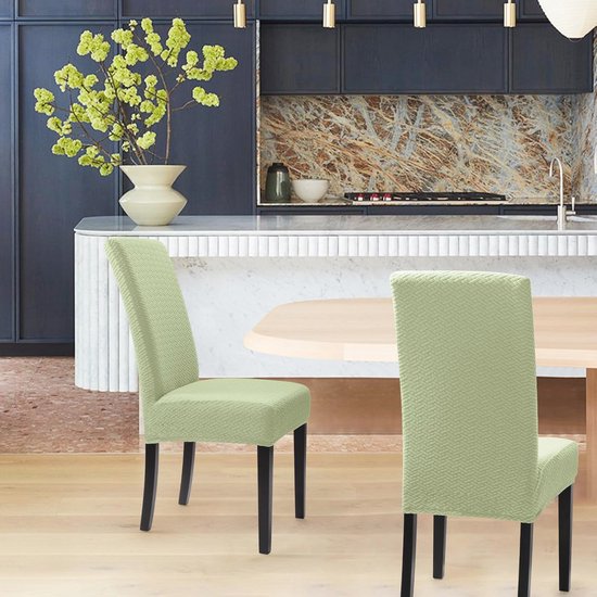 Stoelhoezen 4 Stuks Stretch Stoelhoes Moderne Jacquard Spandex Stoelhoezen voor Eetkamerstoelen Eetstoelhoezen Universele Wasbare Stoelbekleding voor Hotel Restaurant Feest (Lichtgroen, 4 Stuks)-T — afbeelding 5