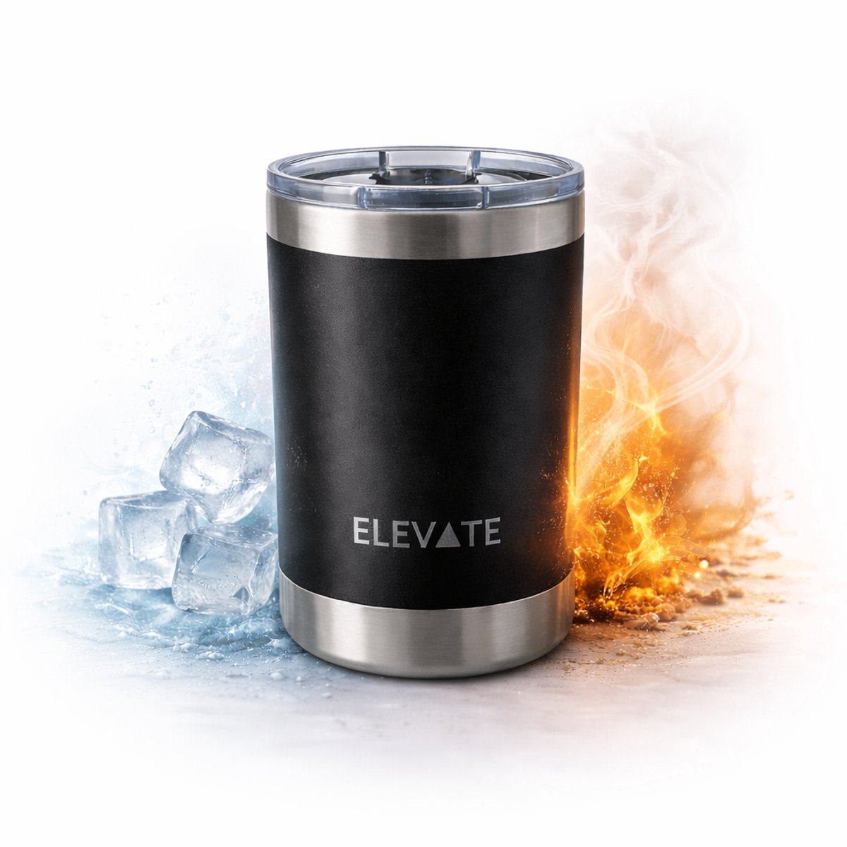 ELEVATE® Thermosbeker RVS – 380ml – Dubbelwandig & Vacuüm Geïsoleerd – 6 uur warm / 12 uur koud – BPA-vrij – To Go Koffiebeker – Herbruikbaar – Zwart