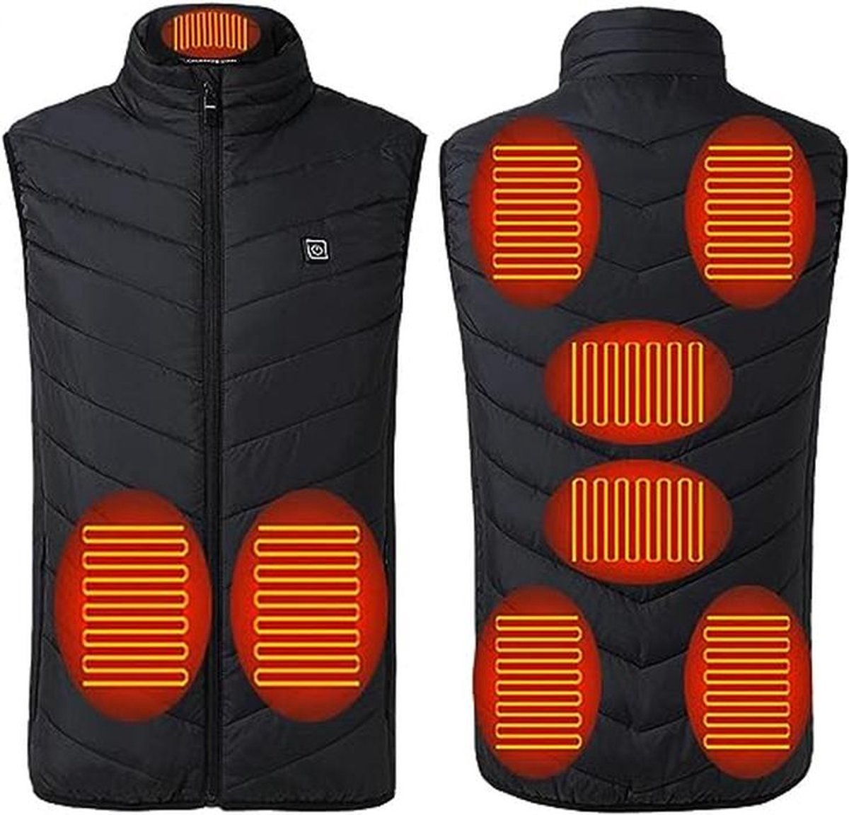 Elektrisch verwarmd vest voor heren met fleecevoering en 8 warmtezones
