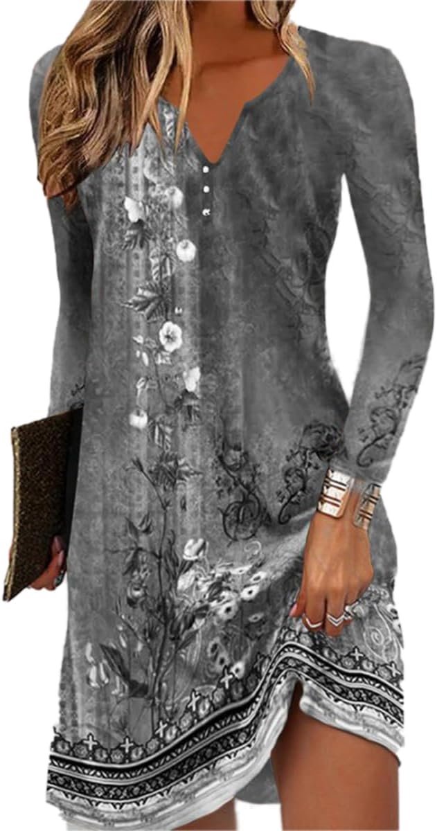 Bohemian Mini-jurk met Korte Mouwen en Bloemenprint voor Dames - Vrijetijdsjurk (S-XXL)