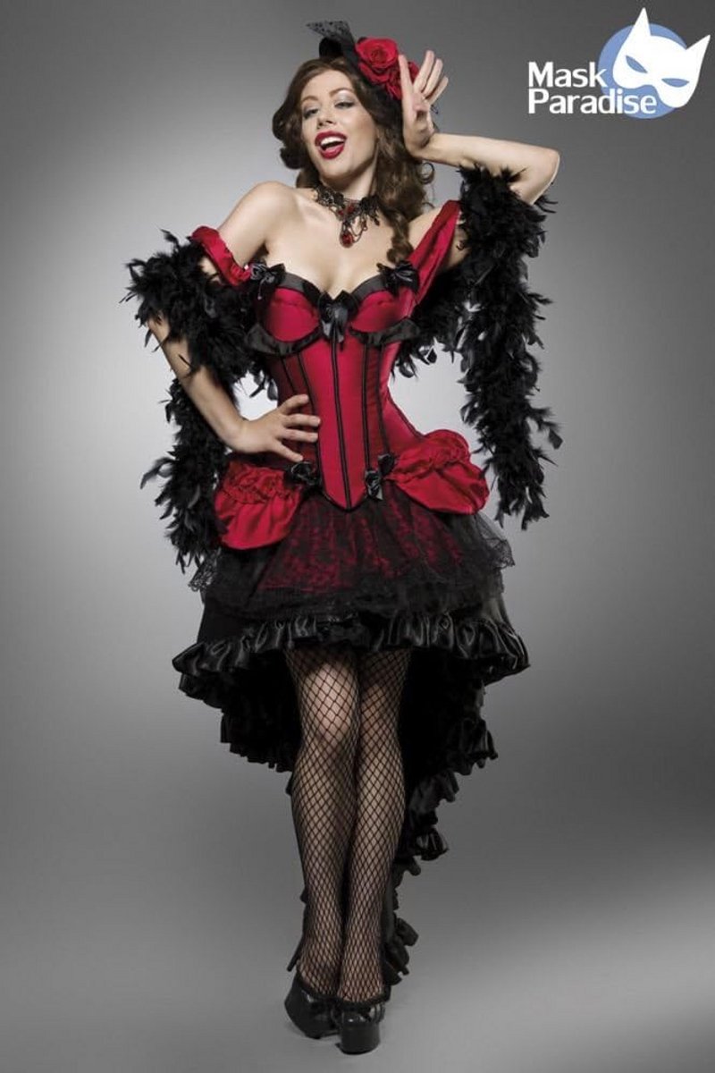 7-Delig Sexy Carnaval Kostuum Vrouw - Moulin Rouge Meisje Feestjurk XL