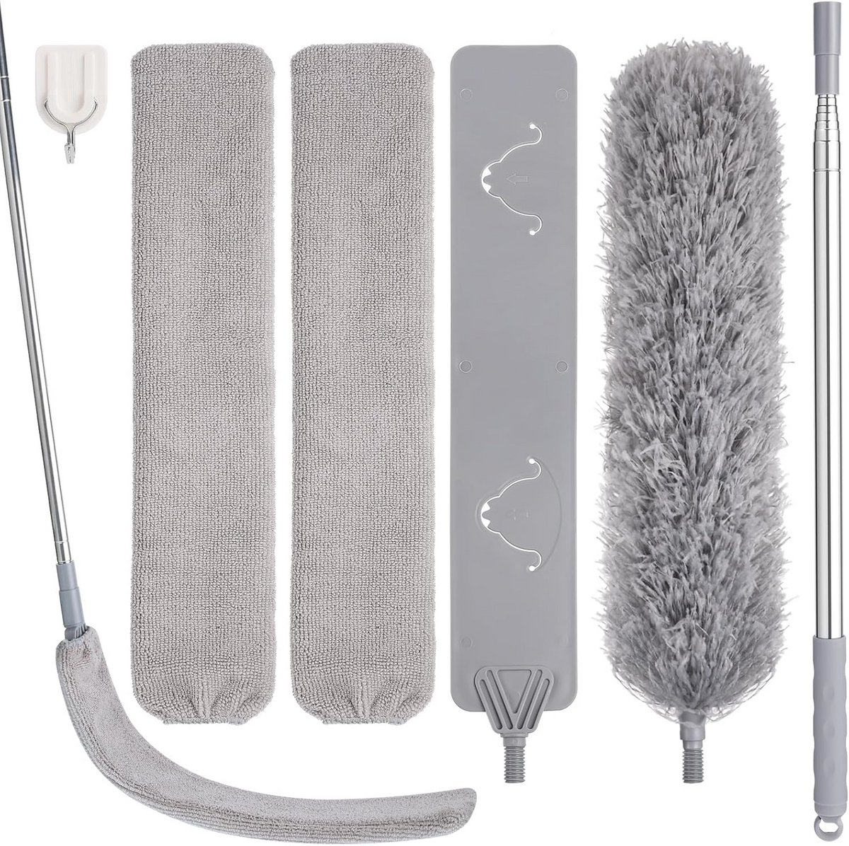 Intrekbare stofreiniger set - Microvezel vederstofzuiger voor grondige reiniging