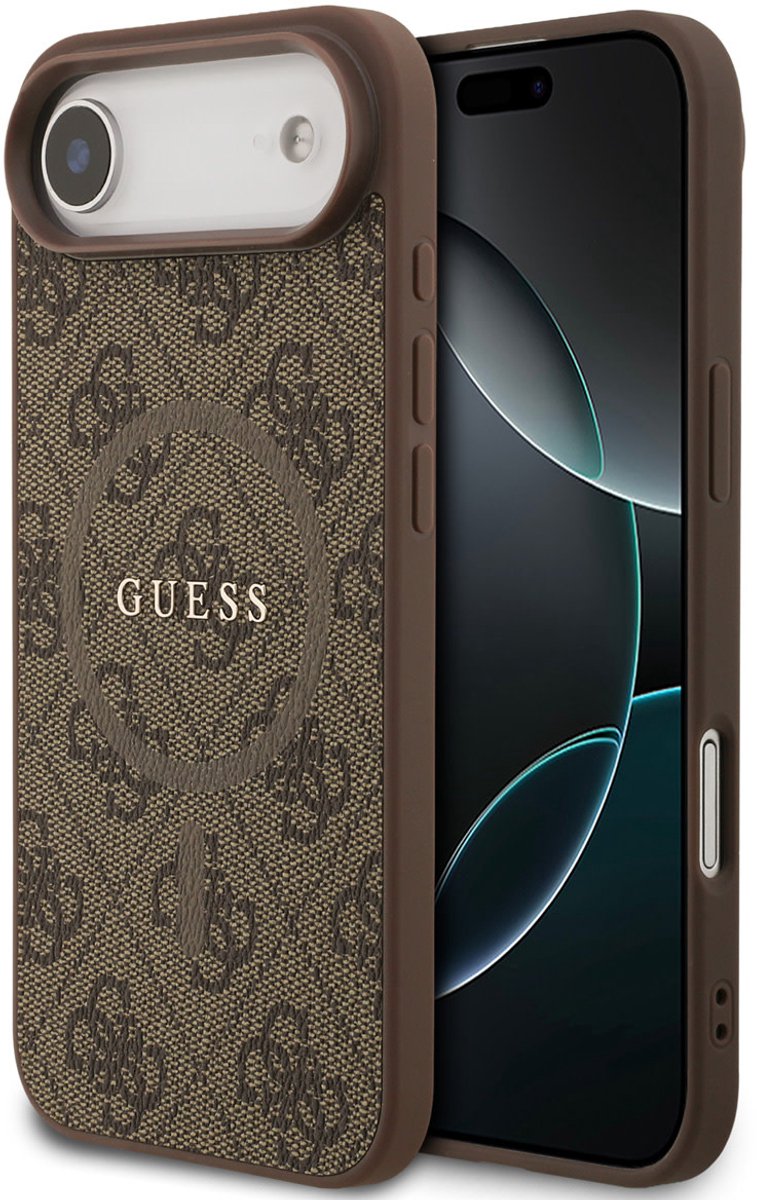 Guess Back Cover Case - iPhone 17 Air - Brown - PU Leather - Verhoogde camera-ring