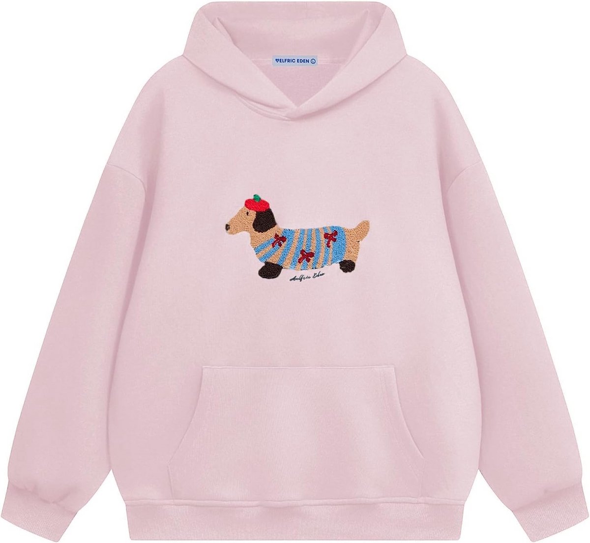 Oversized Hoodie met Cartoon Hond Patroon voor Heren en Dames