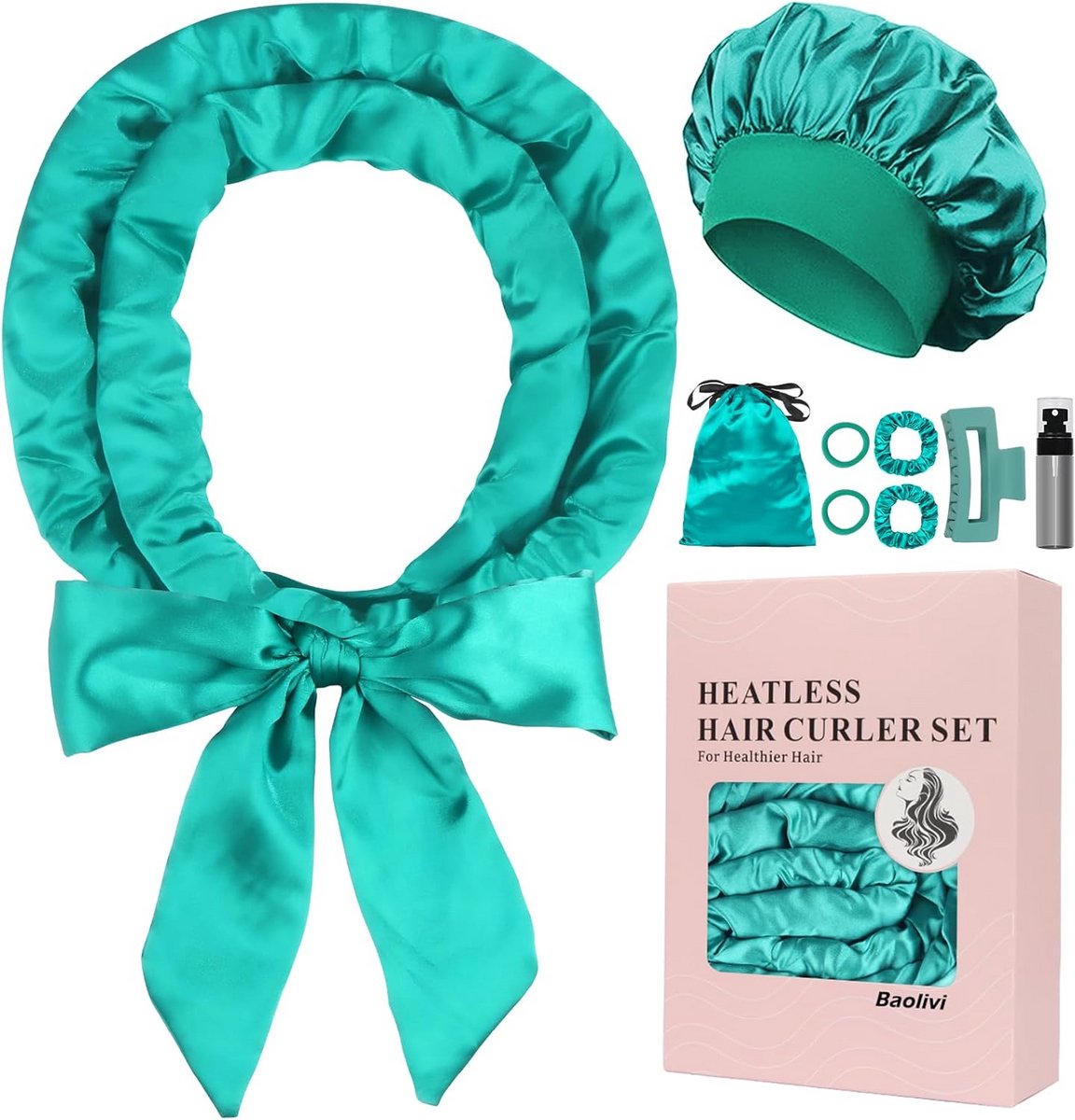 Hitteloze Satijnen Haarrollers Set (9 Stuks) - Krullen Zonder Hitte voor Lang Haar