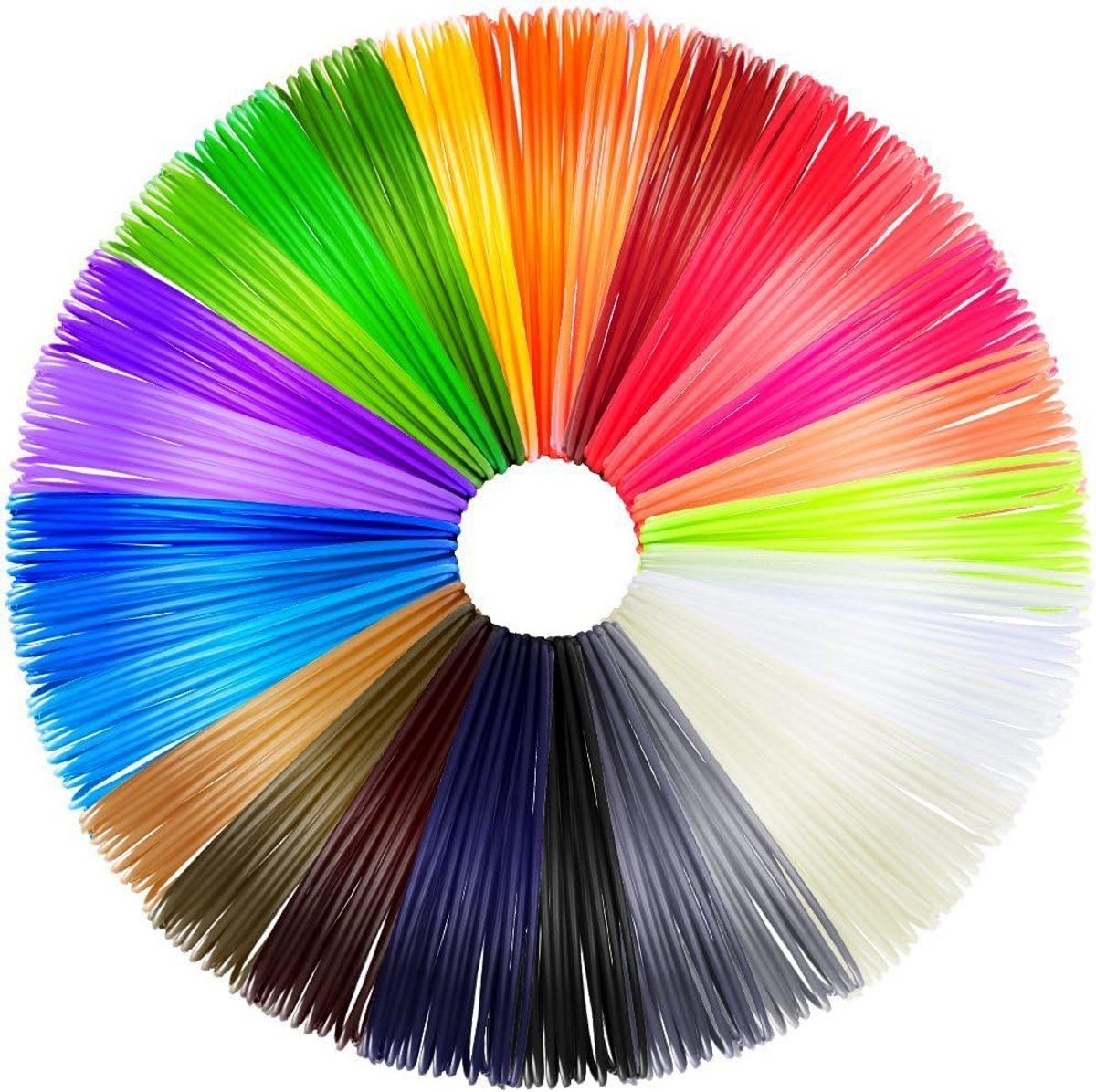 3D Printmateriaal Set: 20 Kleuren PLA Filament 1.75mm, 5 Meter Per Rol