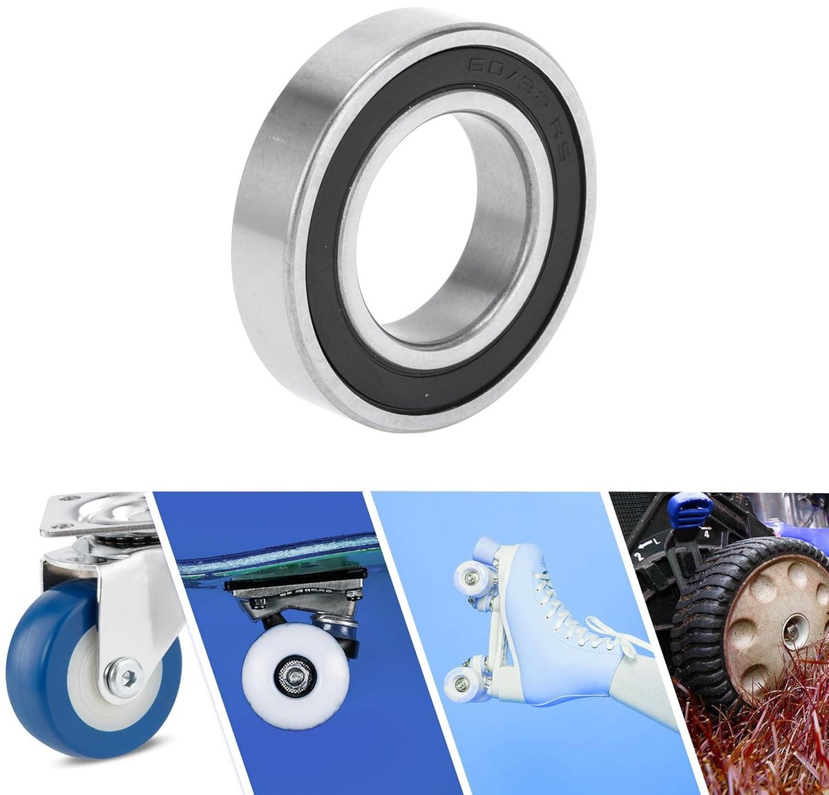 Allecta - Diepe Groef Kogellagers P0 32x58x13mm - Gesmeerde Lagers - Rubber Afdichting - Zwart Zilver - Scooter Skateboard Wiel