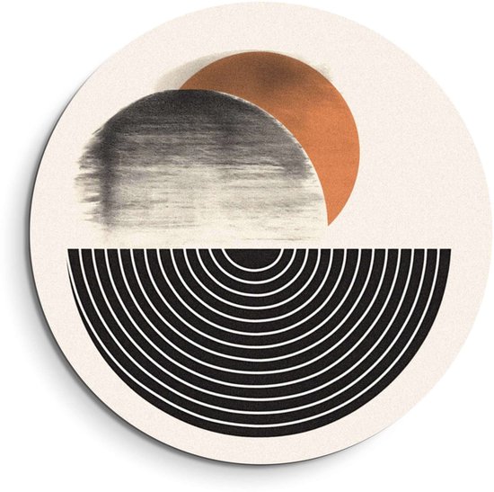 KitchenArt - Retro Horizon - Cercle Mural Intérieur - ø 40 cm - Cercle Mural - Avec Système d'Accrochage - Décoration Murale - Décoration Murale