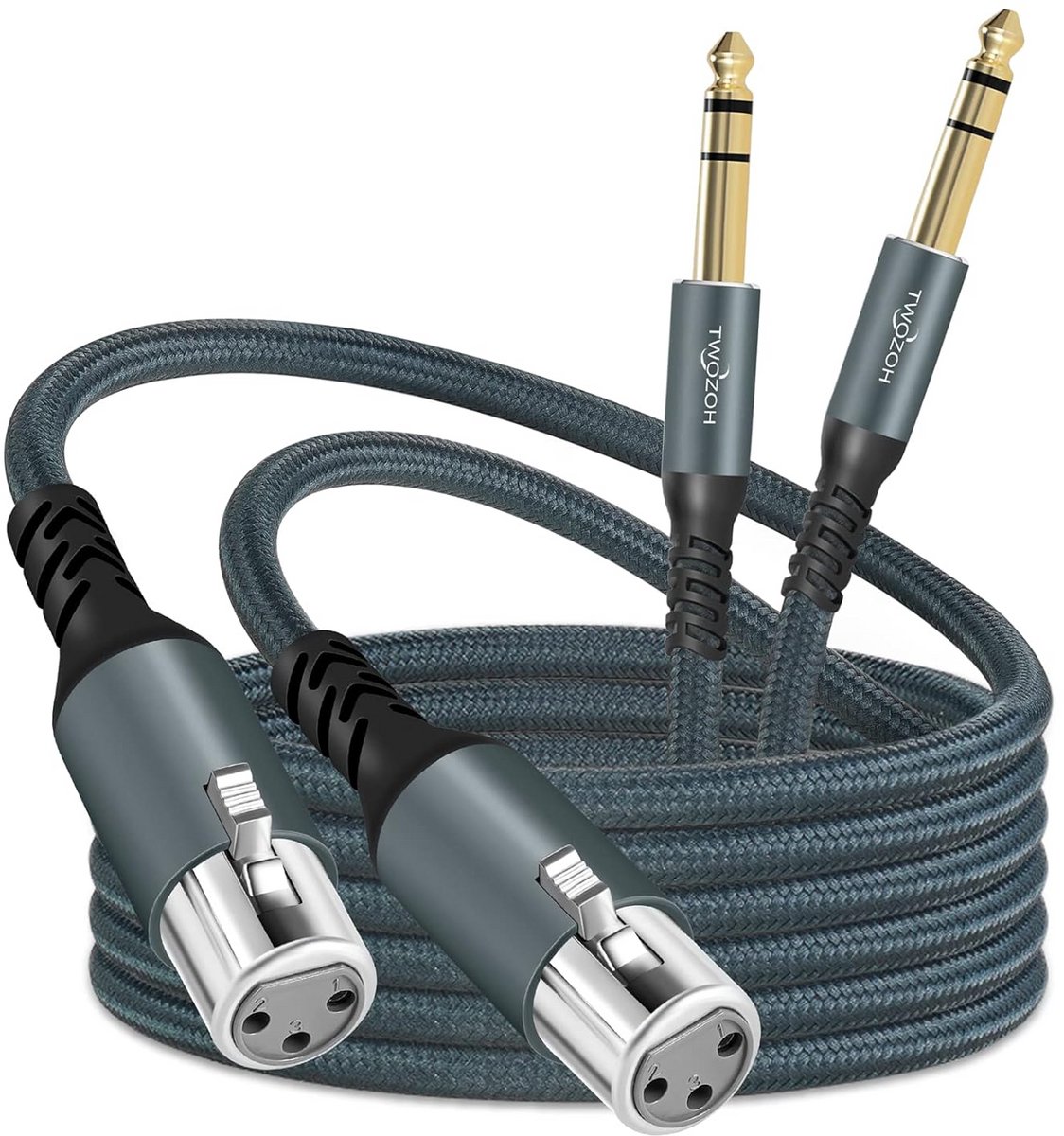 2x XLR Vrouwelijk naar 6.35mm TRS Jack Kabel 1 Meter - Gebalanceerde Stereo Audiokabel