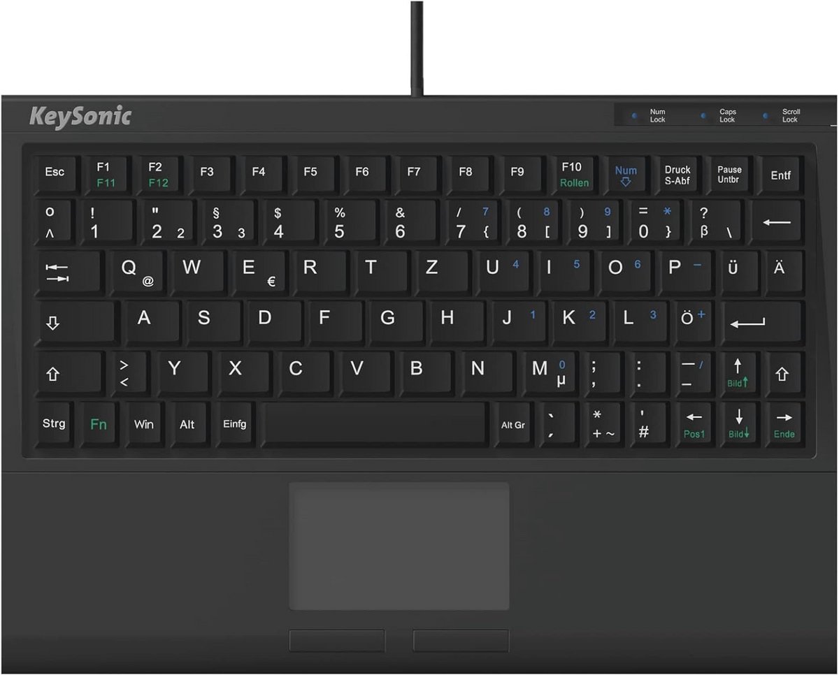 Mini Toetsenbord met Touchpad en USB-Kabel 2m - Compact en Ergonomisch