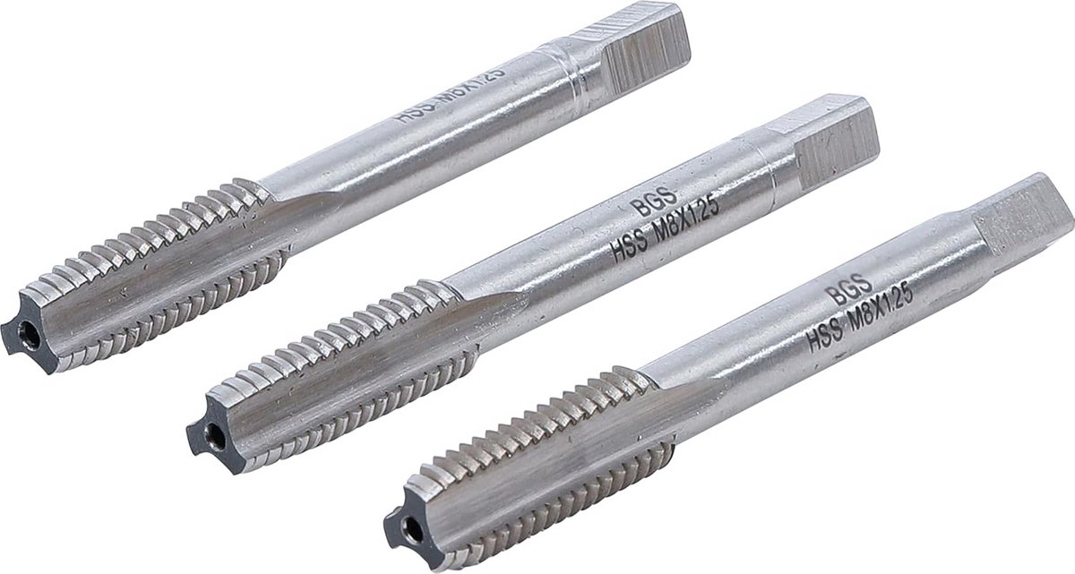Draadsnijtapset HSS-G voor M8 x 1,25 - 3-dlg. set met voor-, middel- en nasnijder