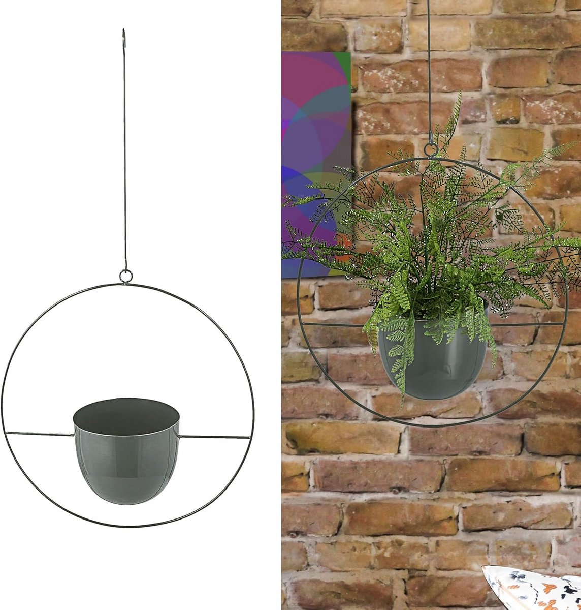 Hangende Plantenpot In Frame - 65 Cm Grijs