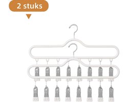 Set van 2 - Sokkendroogrek - met klemmen - wasknijpers - geschikt voor het ophangen van ondergoed - multifunctioneel sokkendroogrek - wit