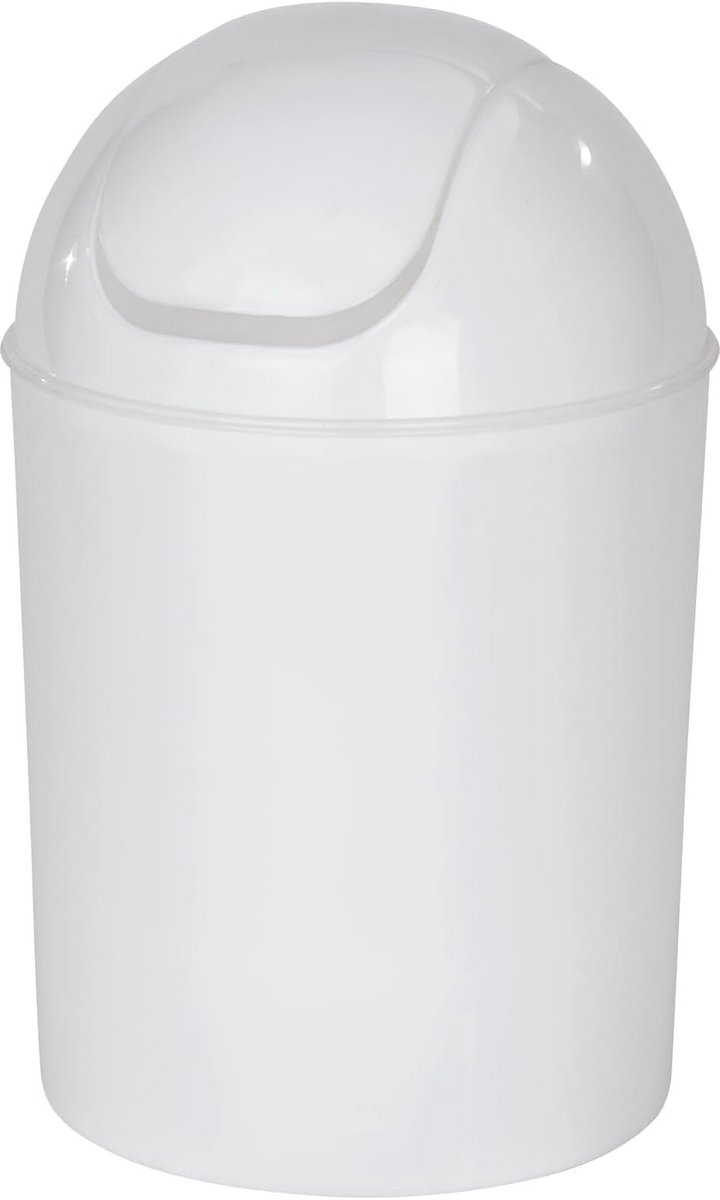 Praktische afvalemmer met deksel - 6 liter witte kunststof