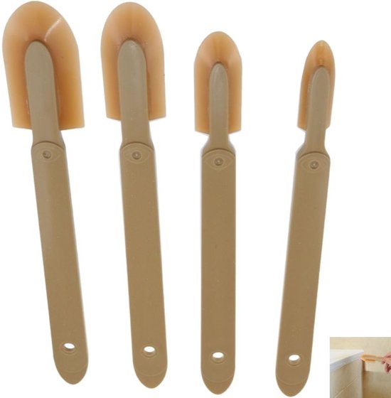 4 pièces - outil à joints en caoutchouc - spatules à joints - dissolvant de colle - pour carreaux de céramique, plint, cuisines et salles de bains - 4 tailles