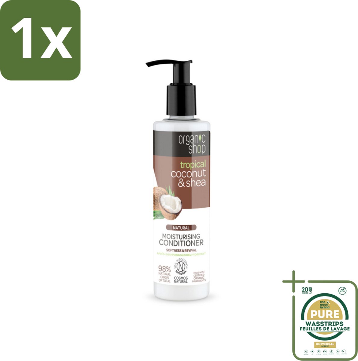 1 x Organic Shop - Coconut & Shea Conditioner - Verzorgend en Voedend - 280 ml- Haarverzorging - Hydratatie - Droog Haar - Beschadigd Haar - Pluizig Haar