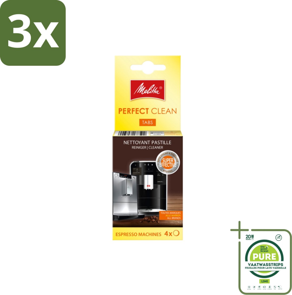 3 x Melitta - Perfect Clean – Reinigingstabletten – Voor volautomatische espressomachines – 4 tabletten - Grootverpakking - Reinigingstabletten - Koffieautomaten - Zetgroep Reinigen - Koffieolie Verwijderen - Smaak Verbeteren